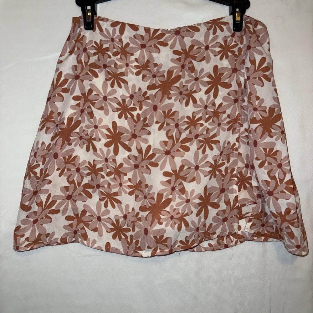 Floral Patterned Skirt - Brown and Cream